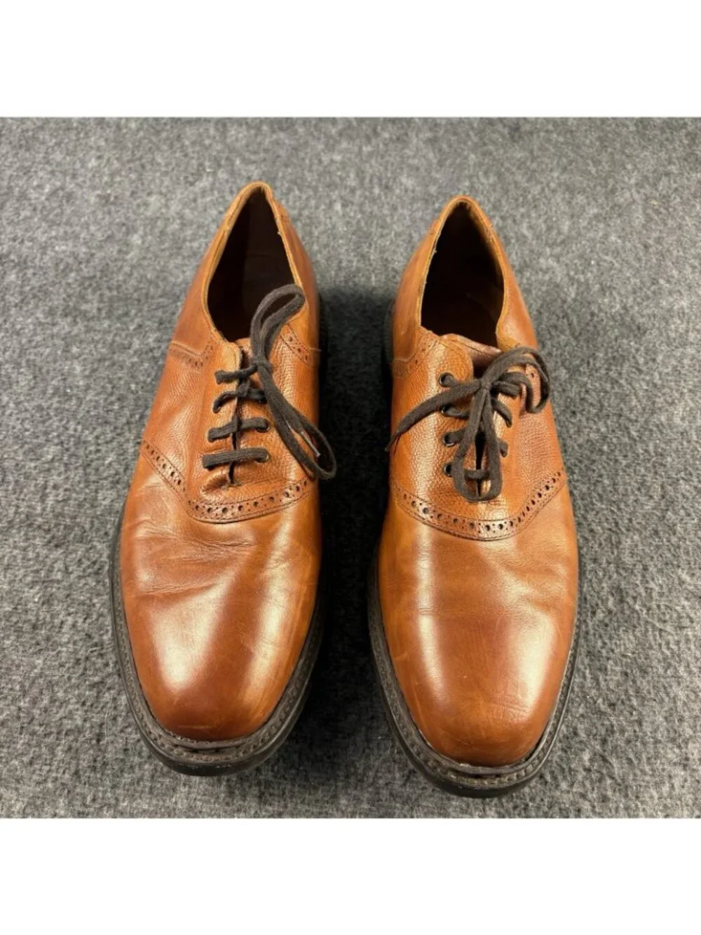 Allen Edmonds Men’s 12 B Brown Leather Oxford Dress Shoes Vibram Sole USA 42098